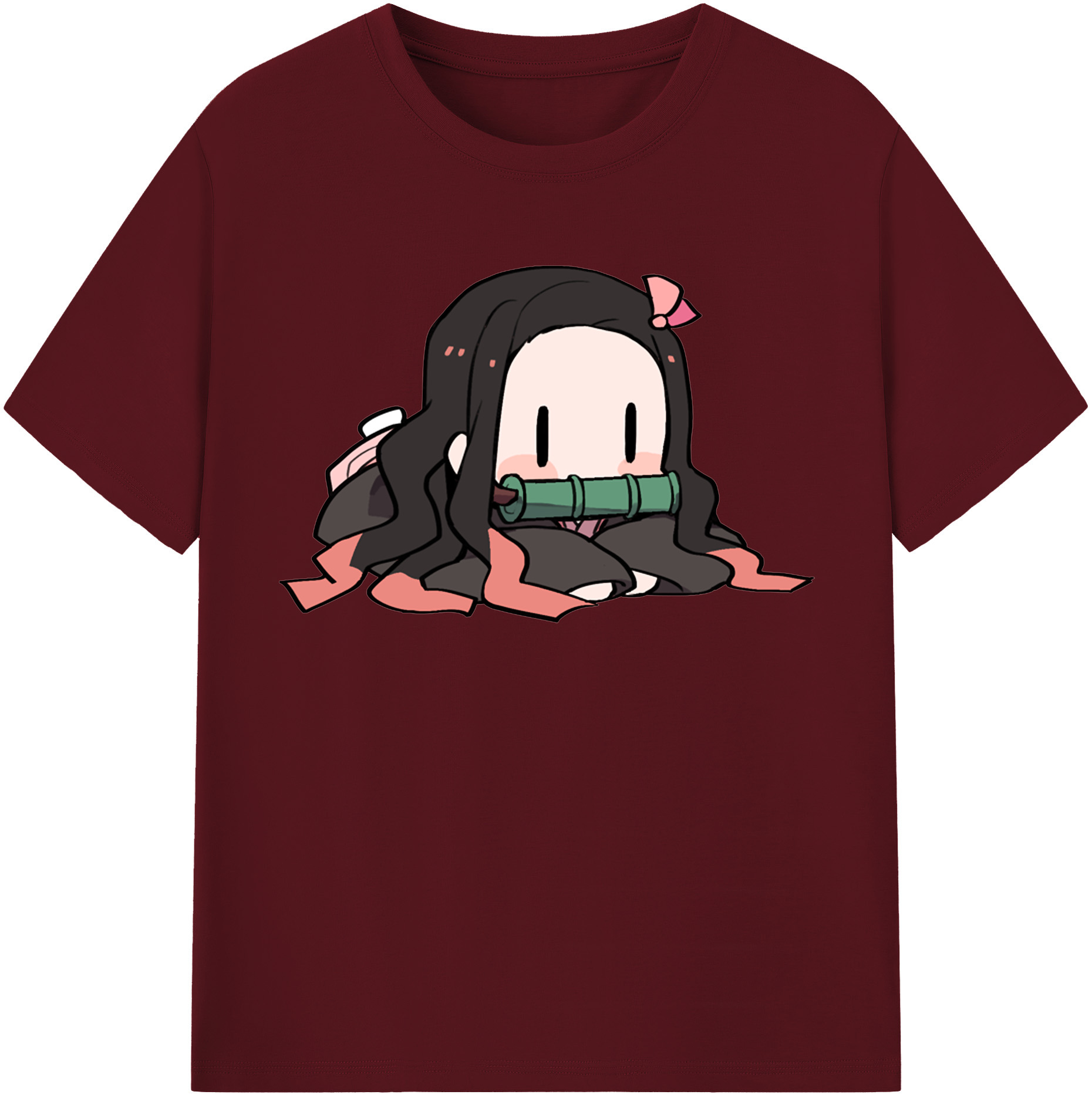 （画像用） 鬼滅の刃（きめつのやいば）竈門 禰󠄀豆子／かまど ねずこ Kamado Nezuko 綿100％半袖Tシャツ（フロントプリント）